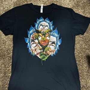 Black Graphic Tee with Blue and Green Design